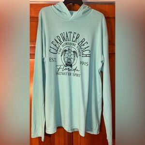 Clearwater Beach Florida Blue Long Sleeve Shirt with Hood LARGE
